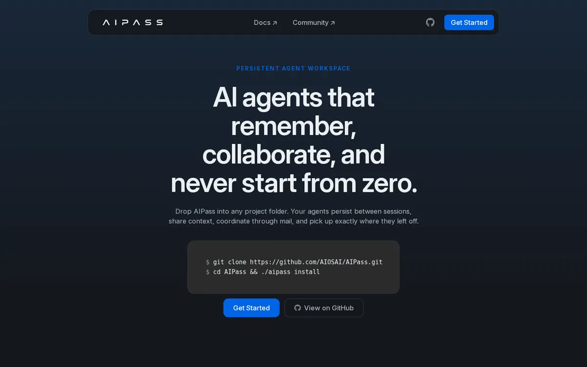 AIPass product page screenshot