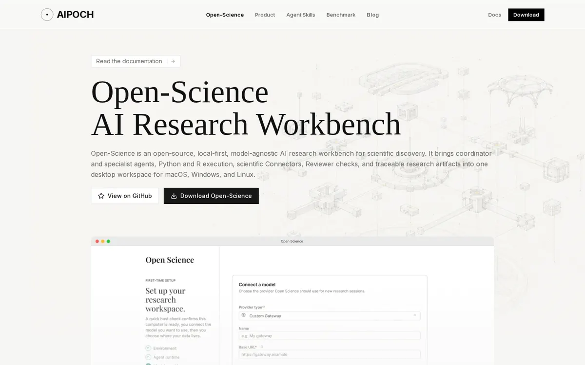 AIPOCH Open-Science product page screenshot 1