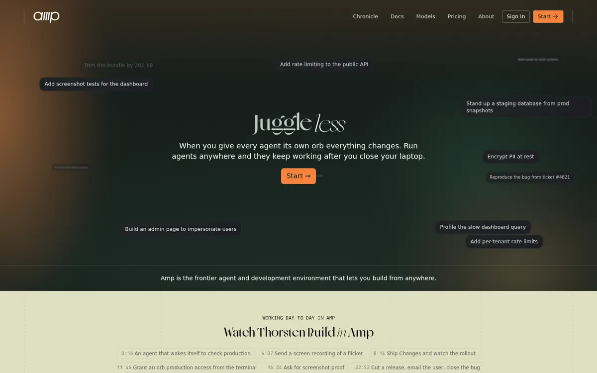 Amp product page screenshot