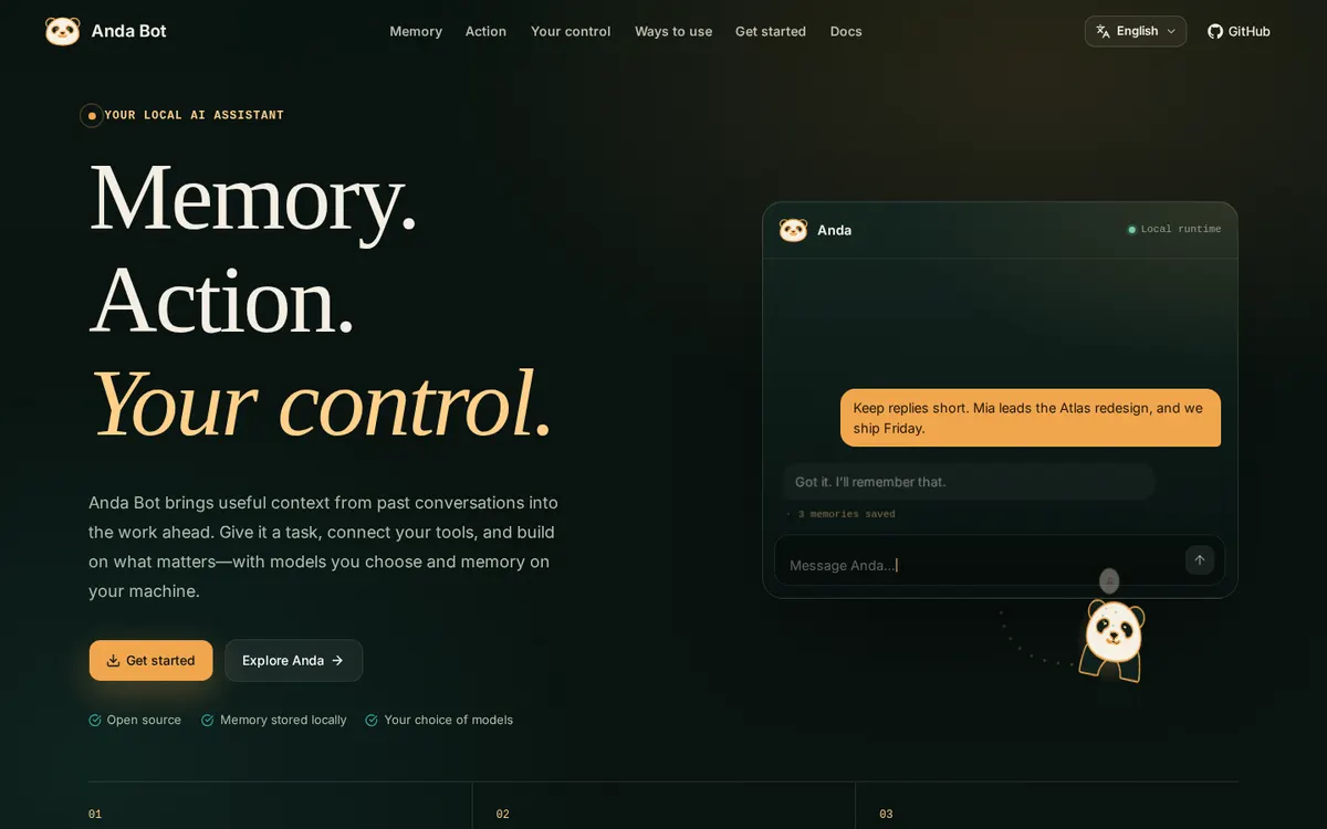 Anda Bot product page screenshot