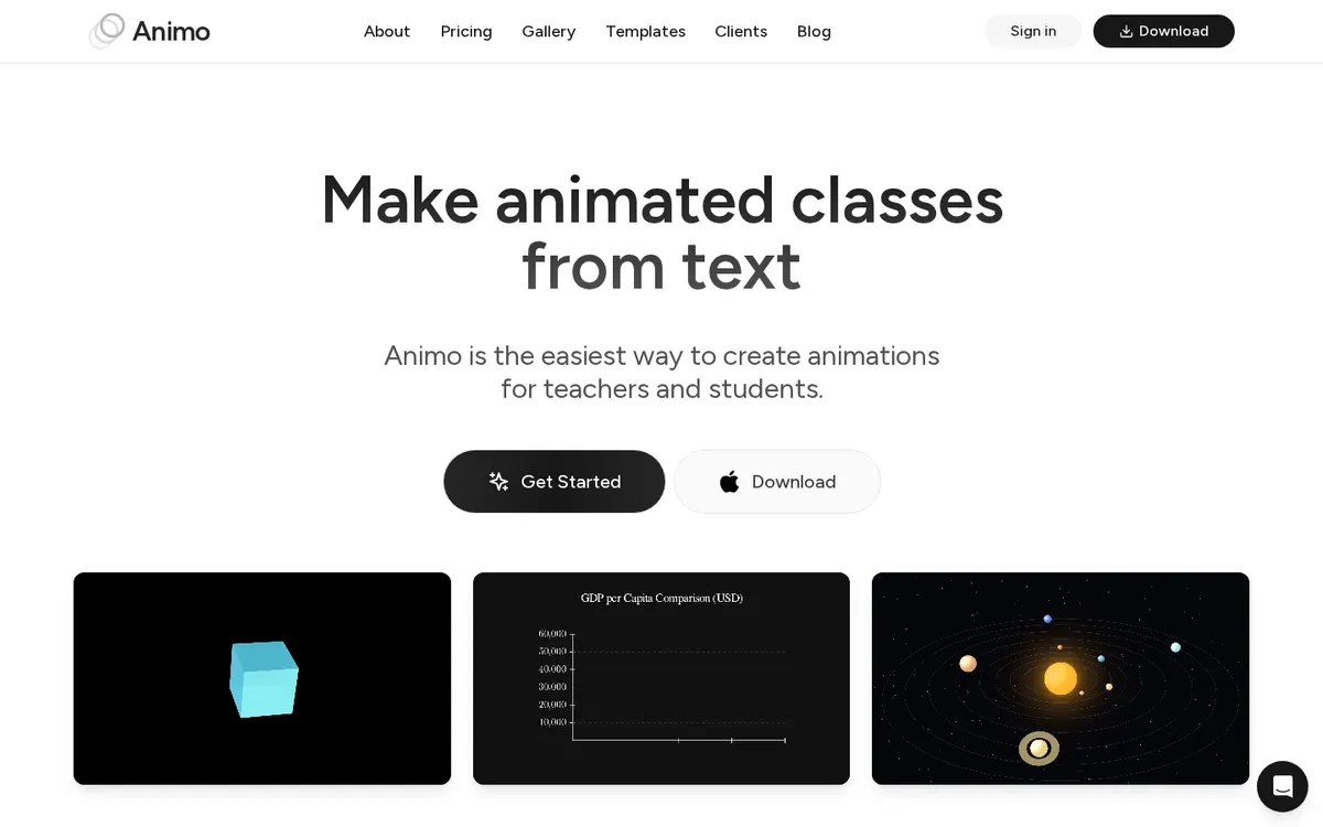 Animo product page screenshot
