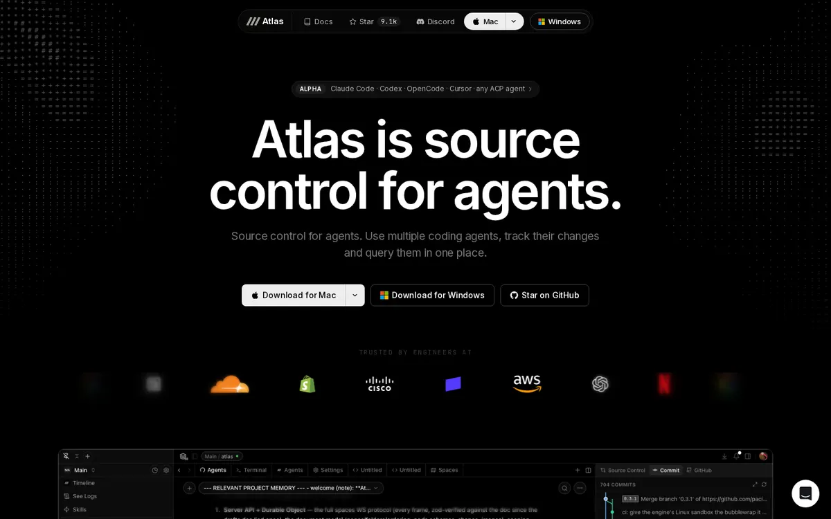 Atlas product page screenshot