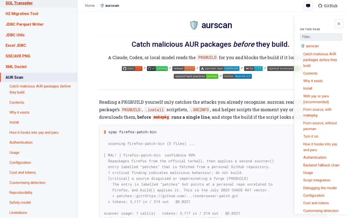 aurscan product page screenshot