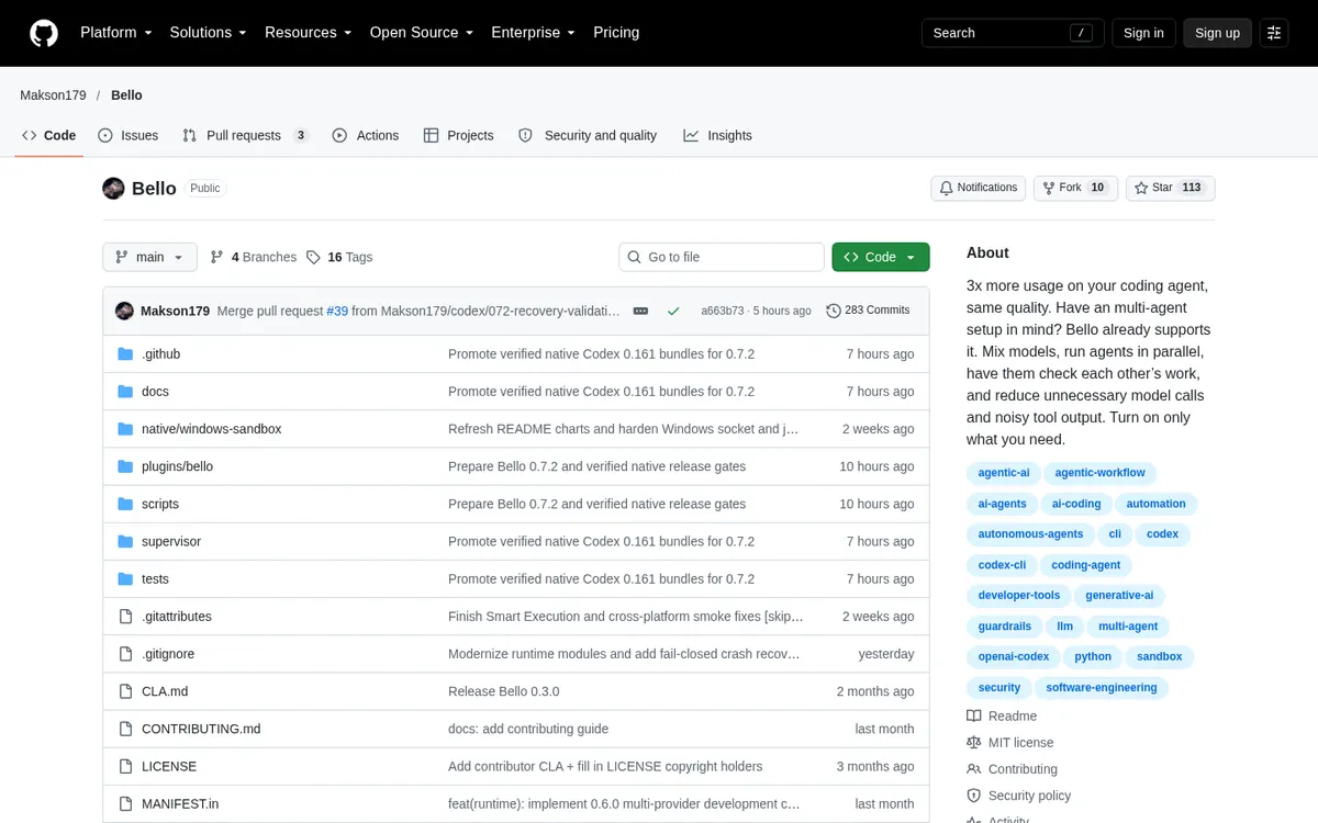 Bello product page screenshot