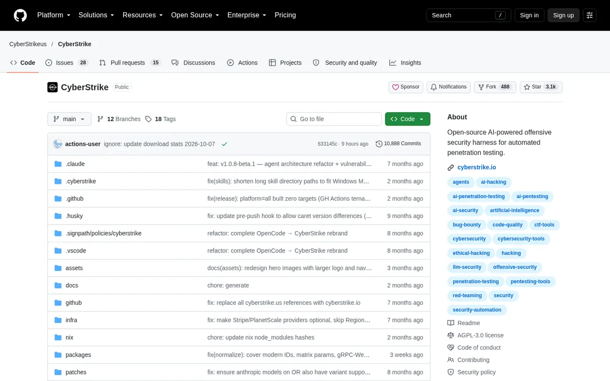 CyberStrike product page screenshot