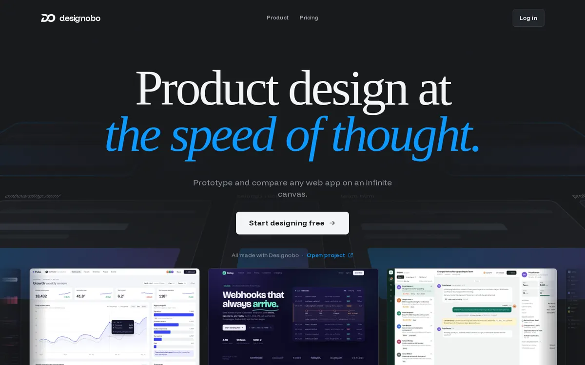 Designobo product page screenshot