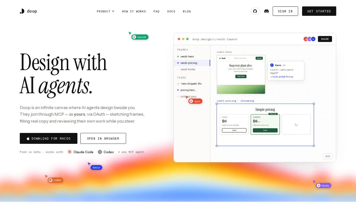 Doop product page screenshot