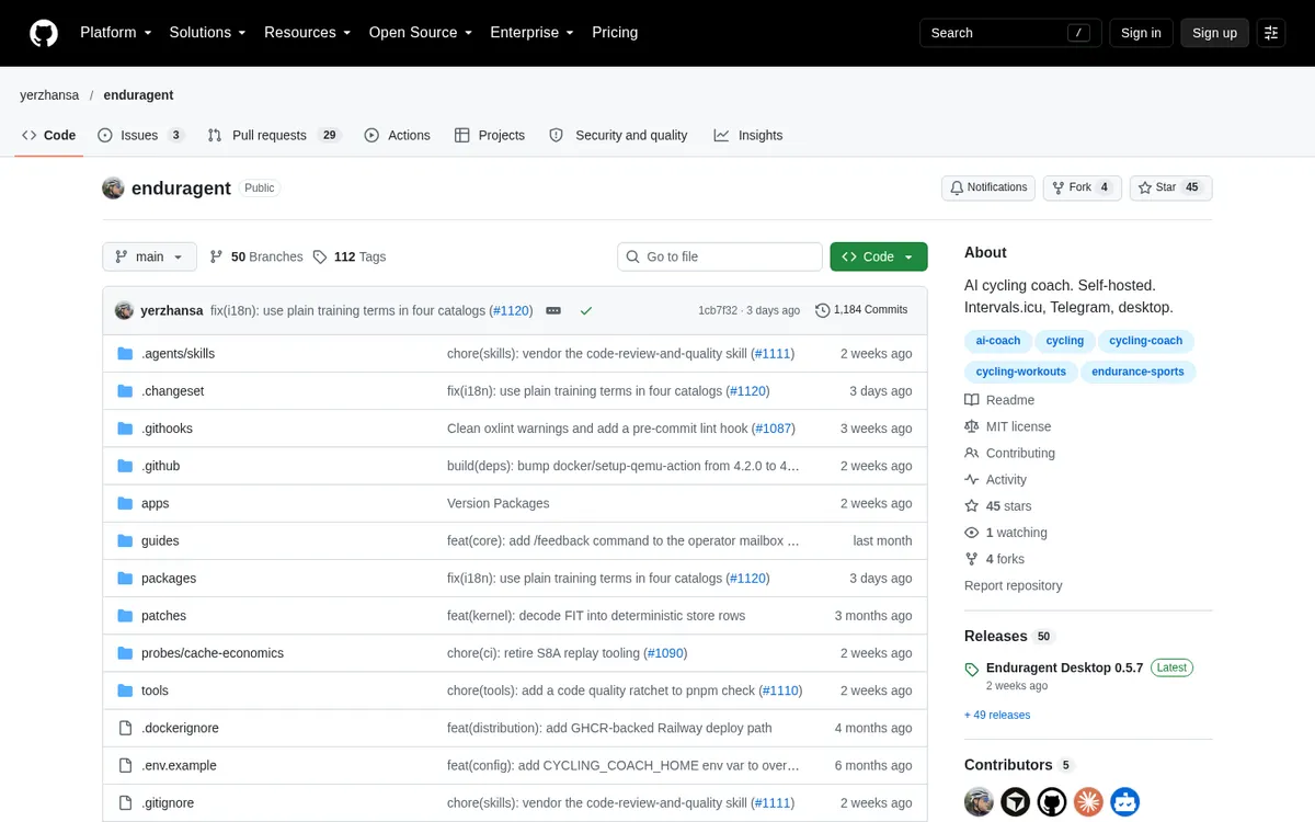 Enduragent product page screenshot