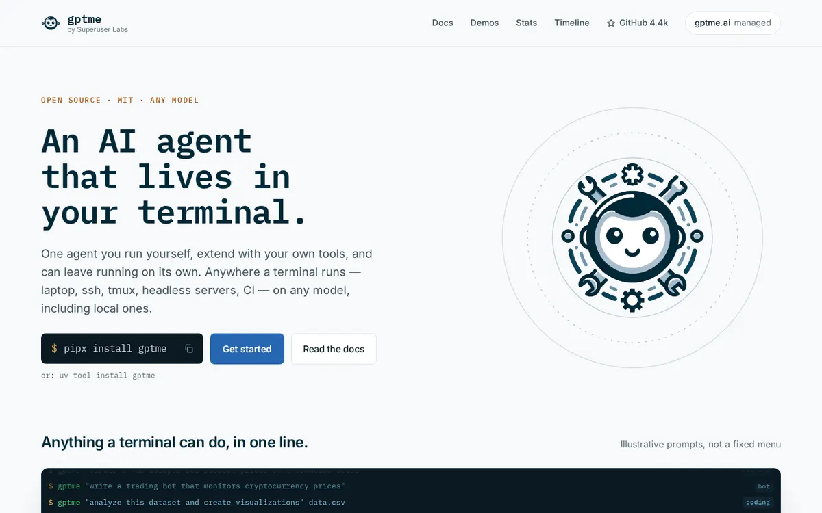 gptme product page screenshot
