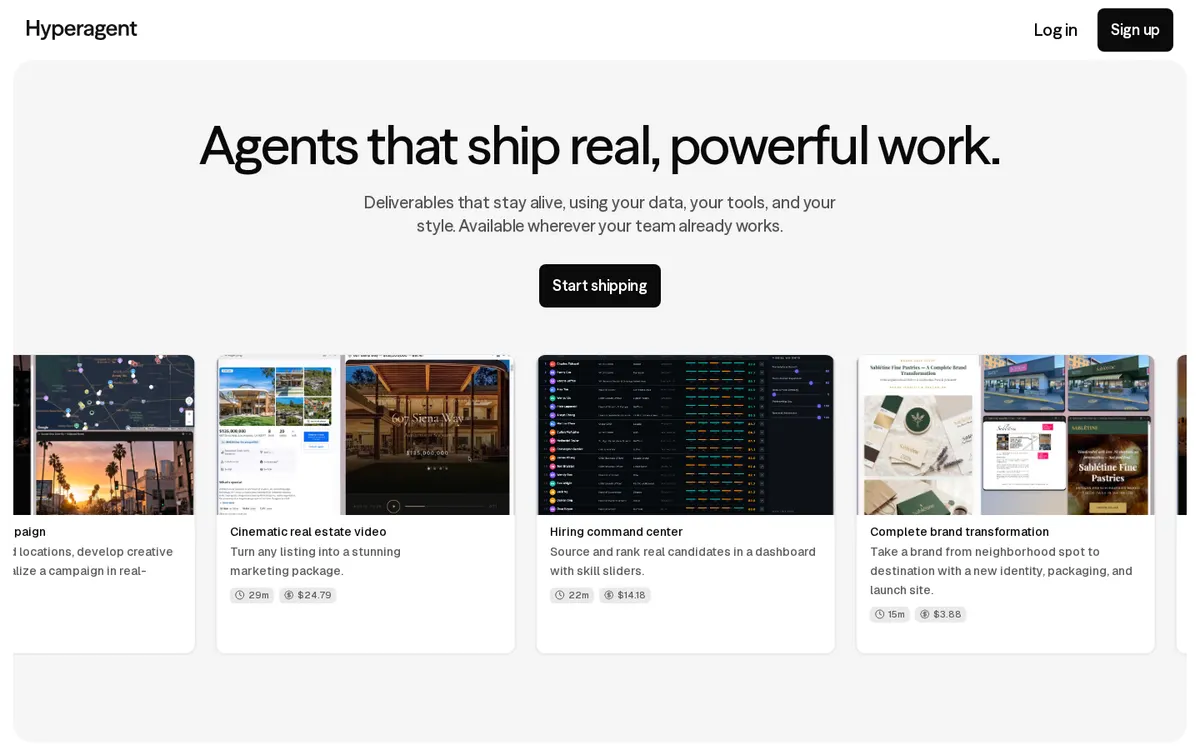 Hyperagent product page screenshot