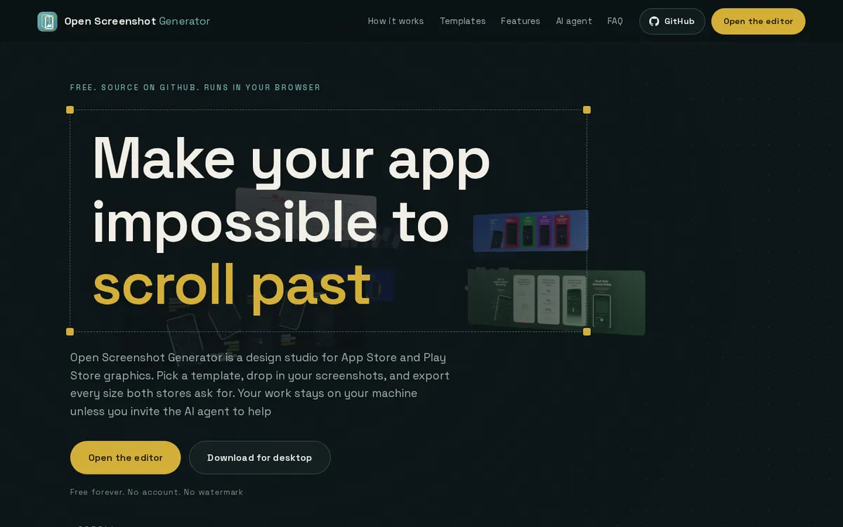 Open Screenshot Generator product page screenshot