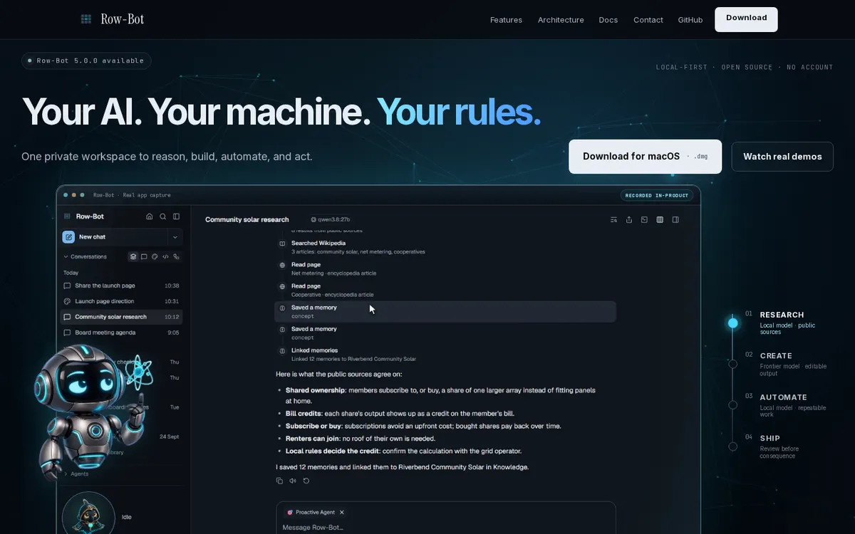 Row-Bot product page screenshot