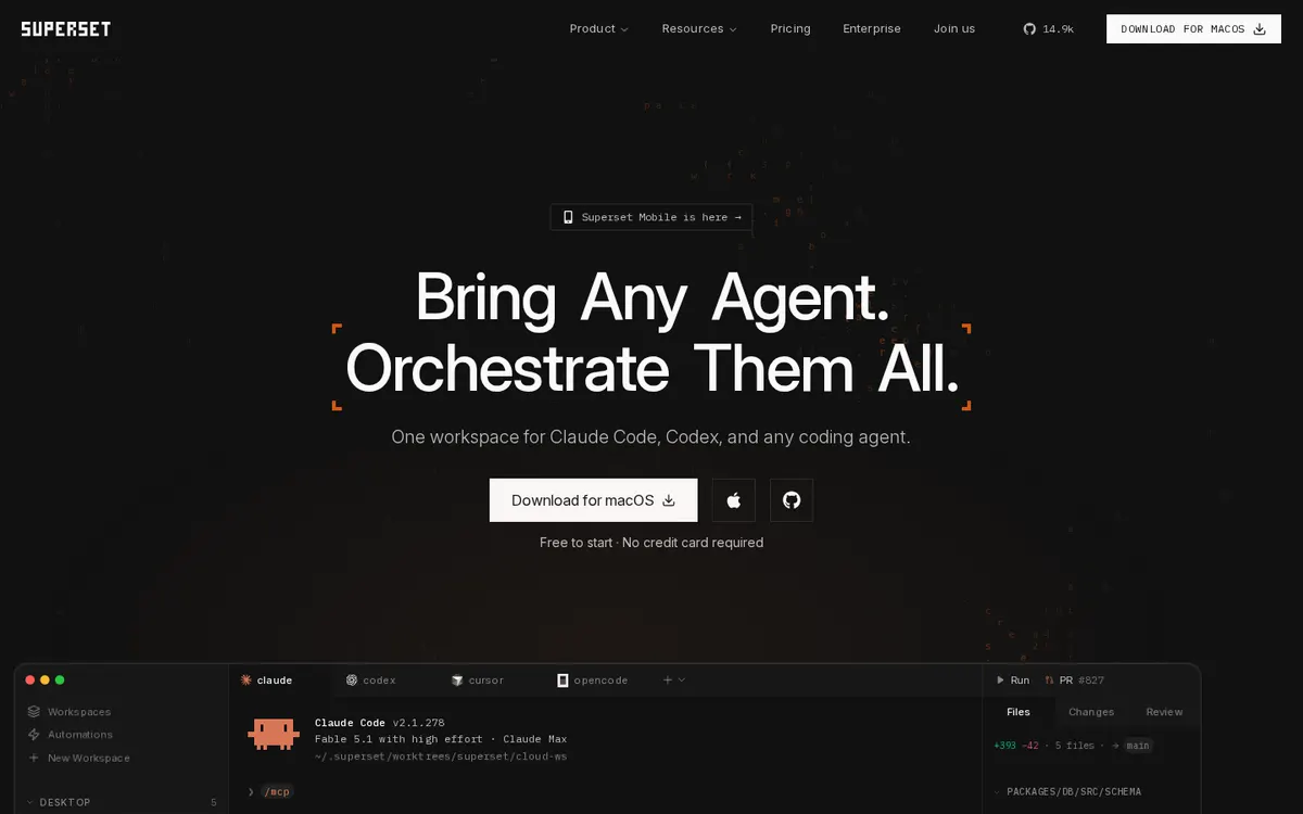 Superset product page screenshot 1