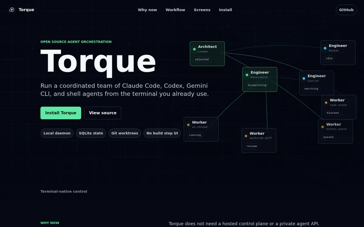 Torque product page screenshot