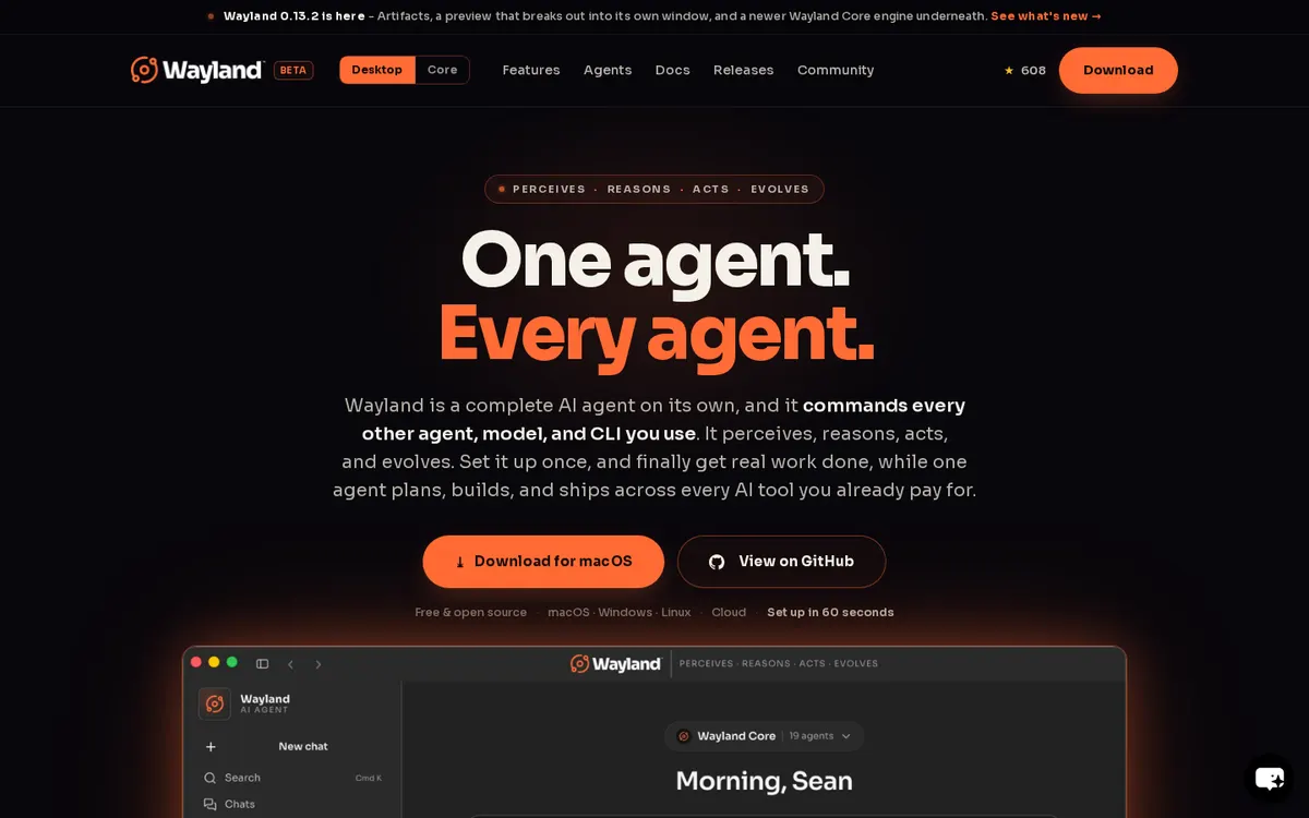 Wayland product page screenshot