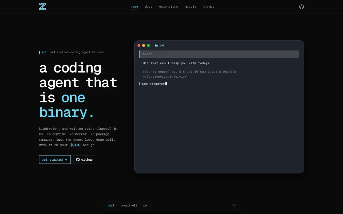 zot product page screenshot