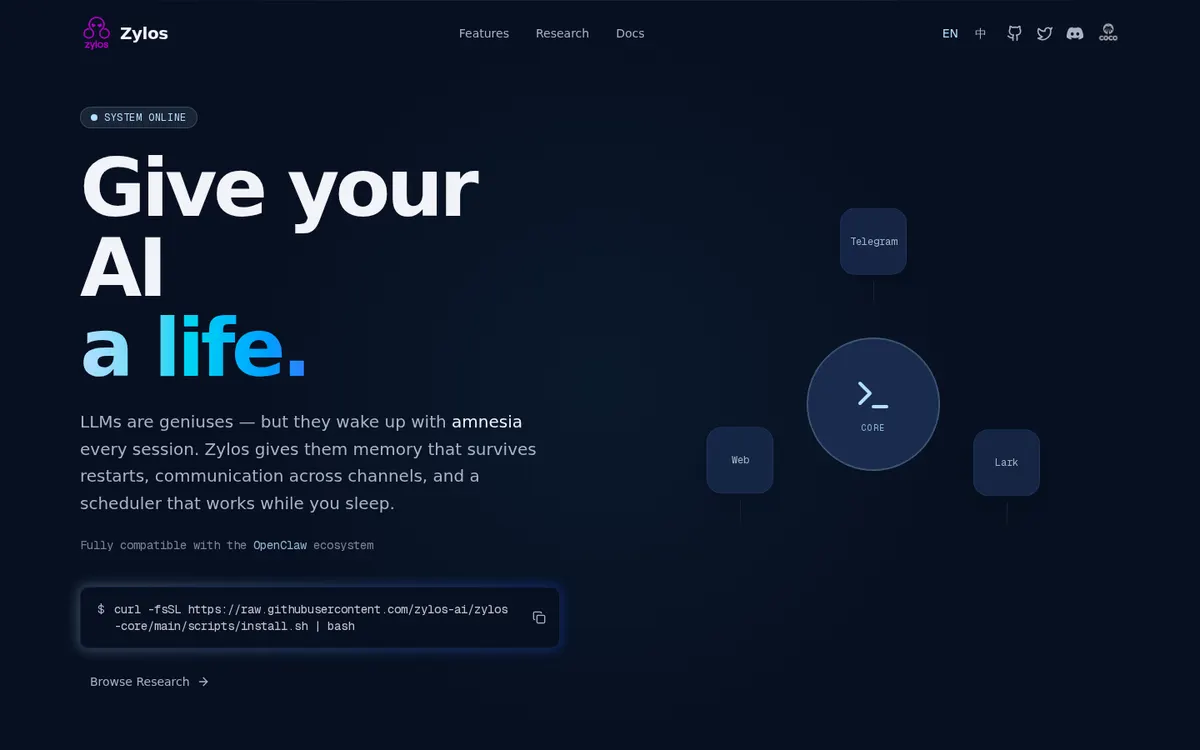Zylos product page screenshot